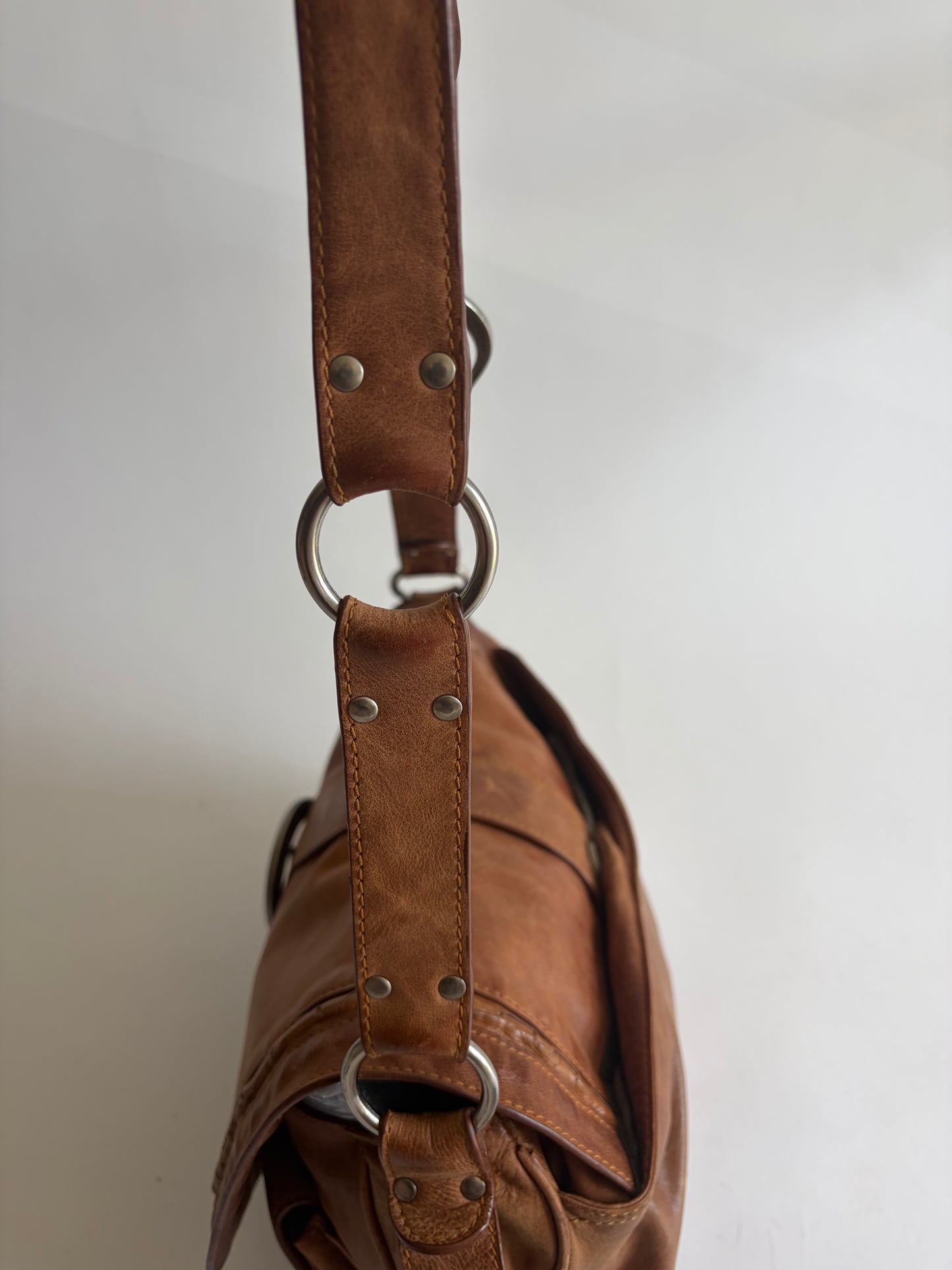 VINTAGE CHRISTIAN DIOR GAUCHO BROWN SADDLE BAG