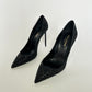 SAINT LAURENT ZOE BLACK GLITTER HIGH HEELS PUMPS SIZE 38.5