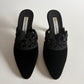 MANOLO BLAHNIK VELOUR AND LACE MULES