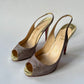 CHRISTIAN LOUBOUTIN LADY PEEP SLINGBACK PEEP TOE GLITTER HEEL SIZE 40