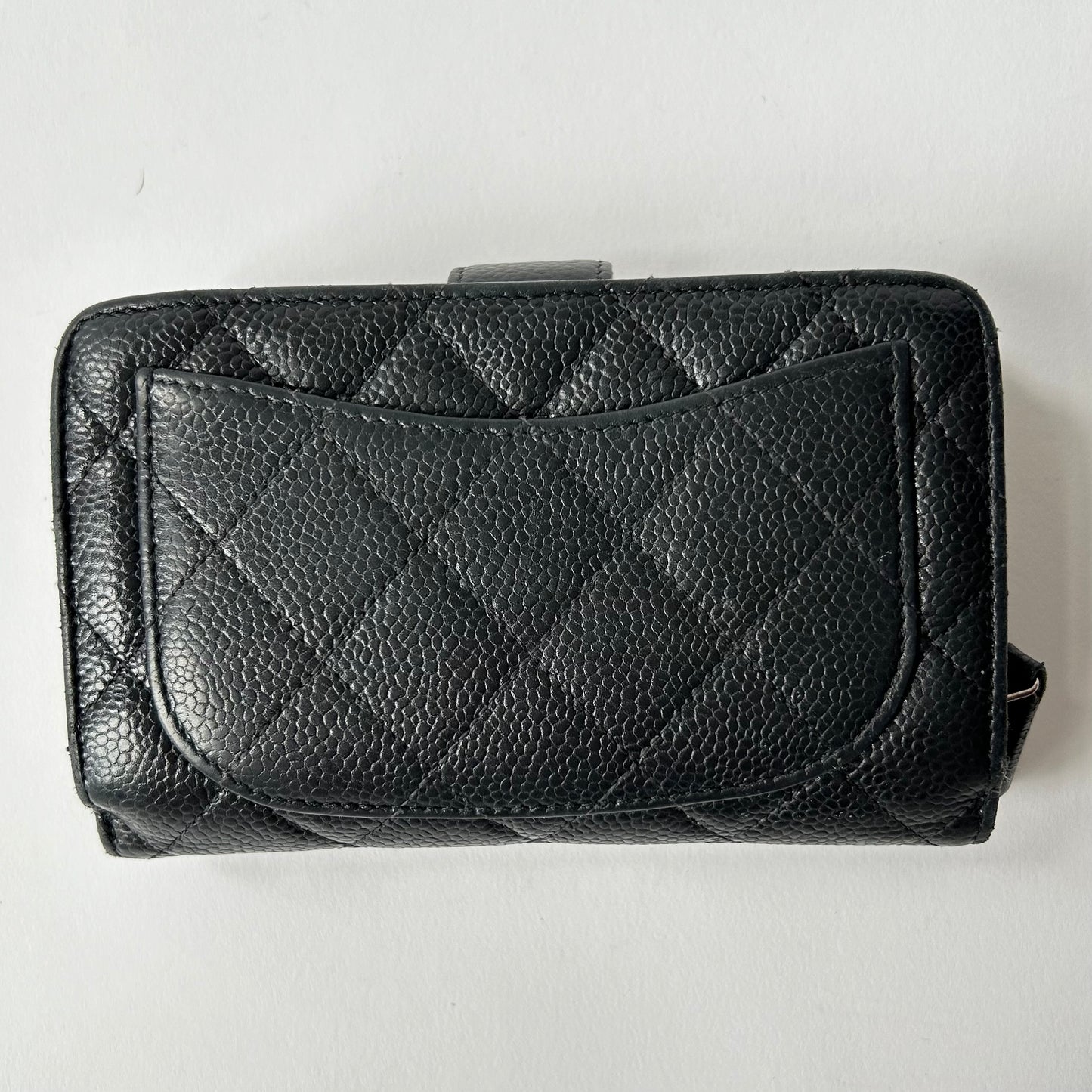 CHANEL QUILTED CC CAVIAR L-ZIP LEATHER WALLET