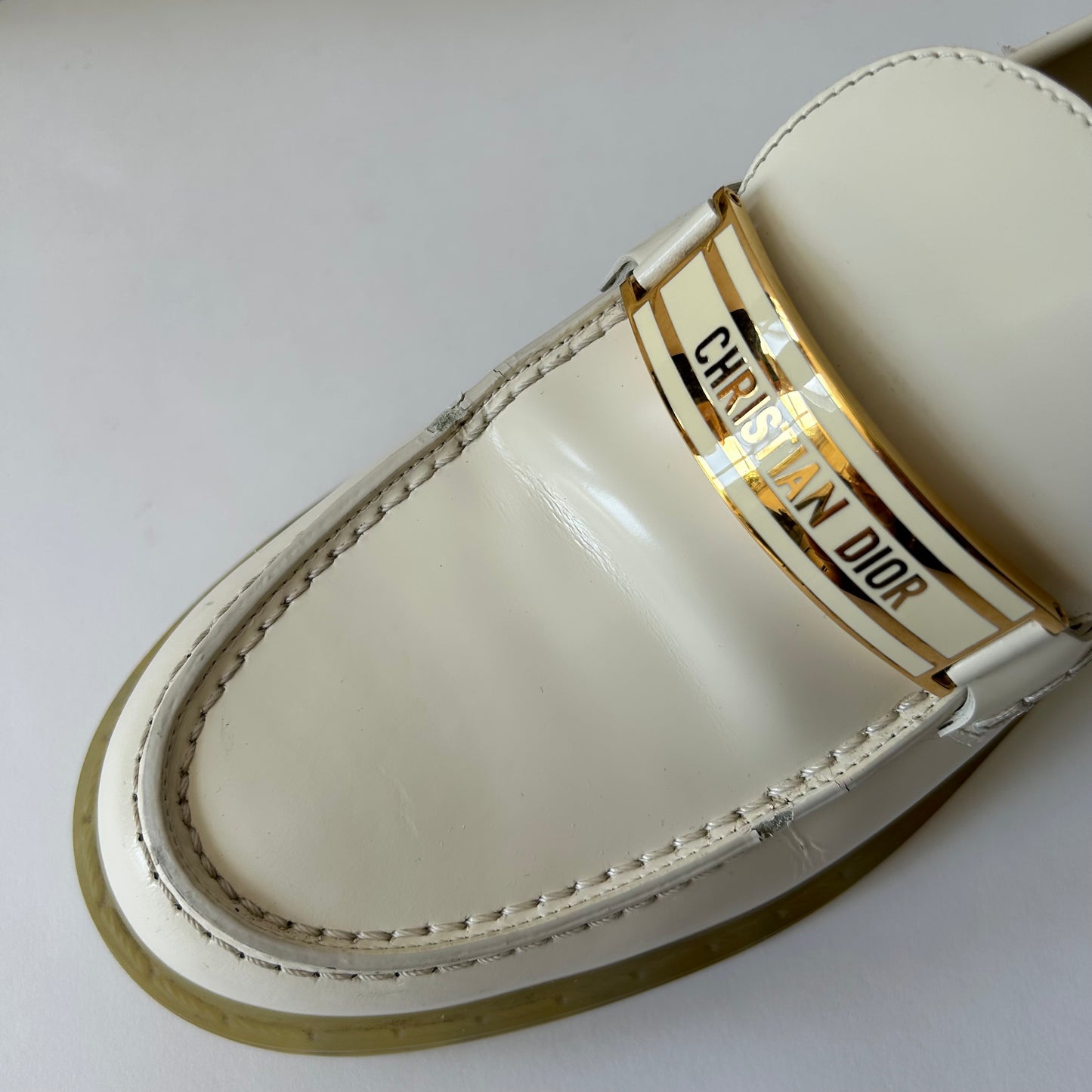 CHRISTIAN DIOR WHITE LEATHER LOAFERS