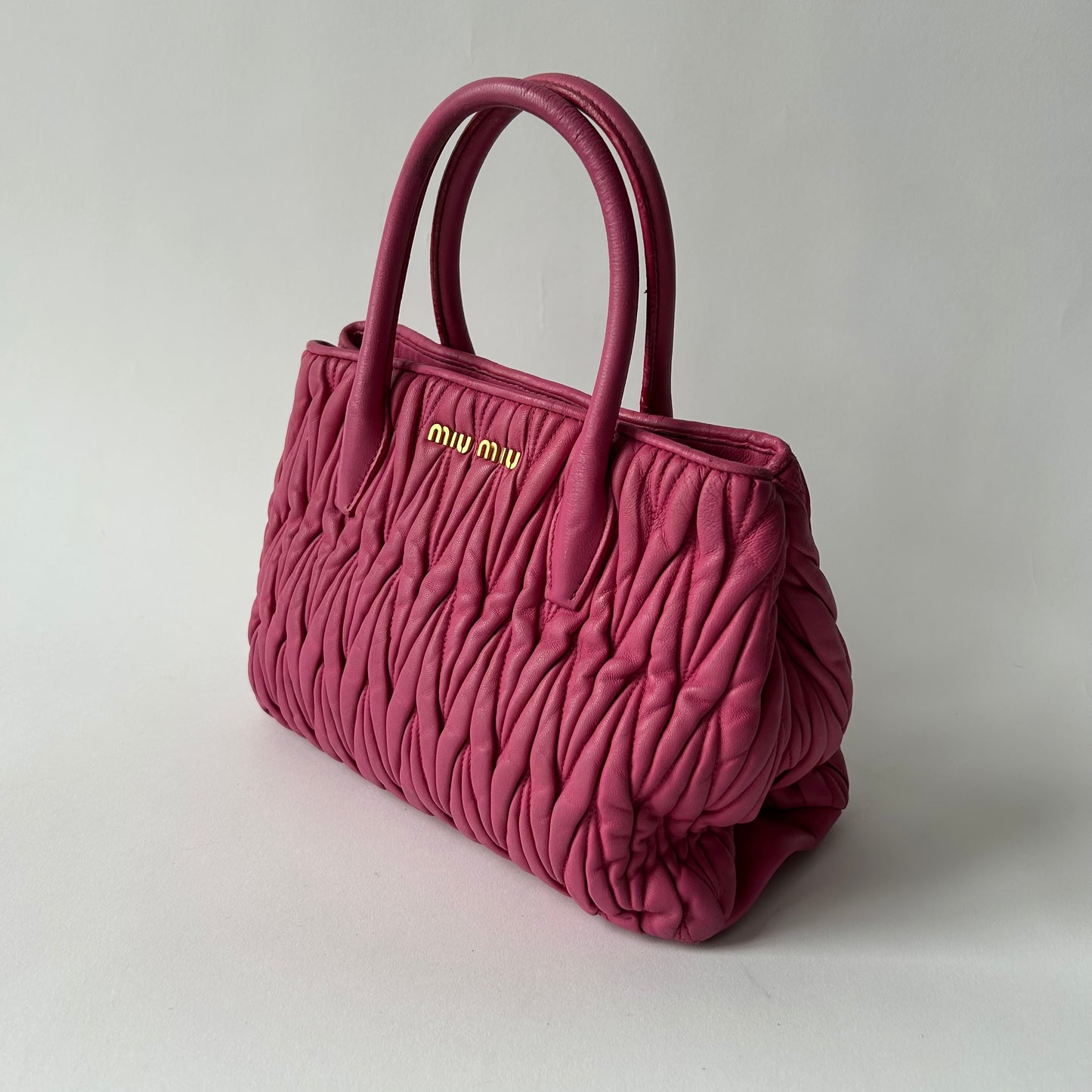 MIU MIU TWO-WAY NAPPA MATELASSE FUSCHIA HANDBAG