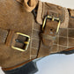 VINTAGE CHANEL SUEDE BROWN COMBAT BOOTS