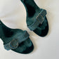 VINTAGE CHRISTIAN DIOR BLUE VELVELT EMBELLISHED HEELS