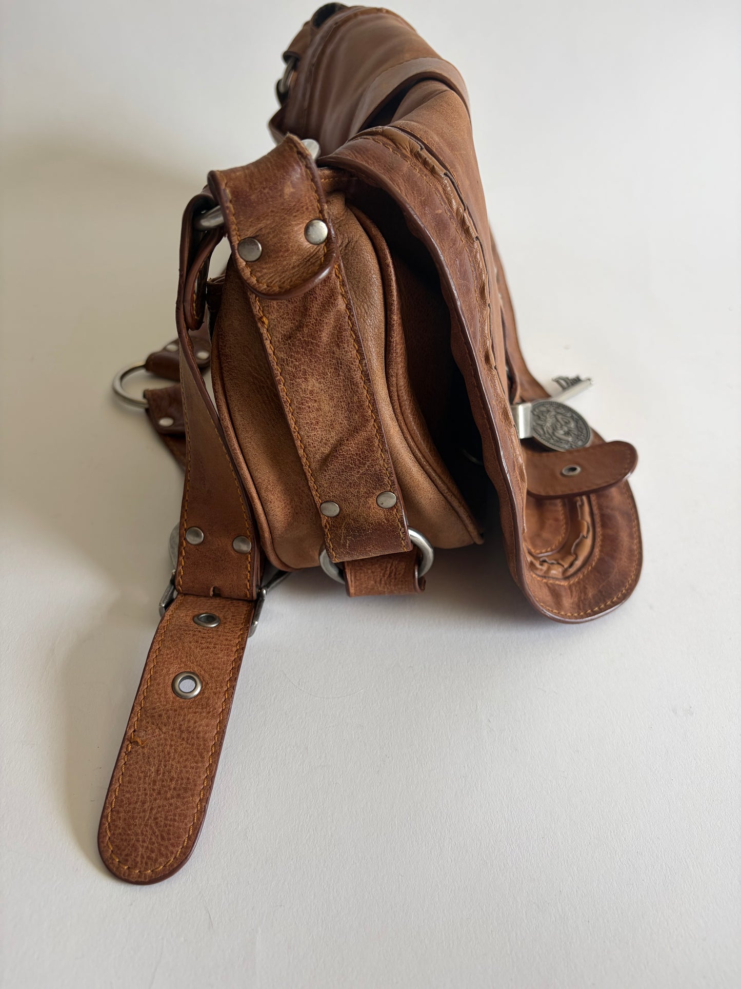 VINTAGE CHRISTIAN DIOR GAUCHO BROWN SADDLE BAG