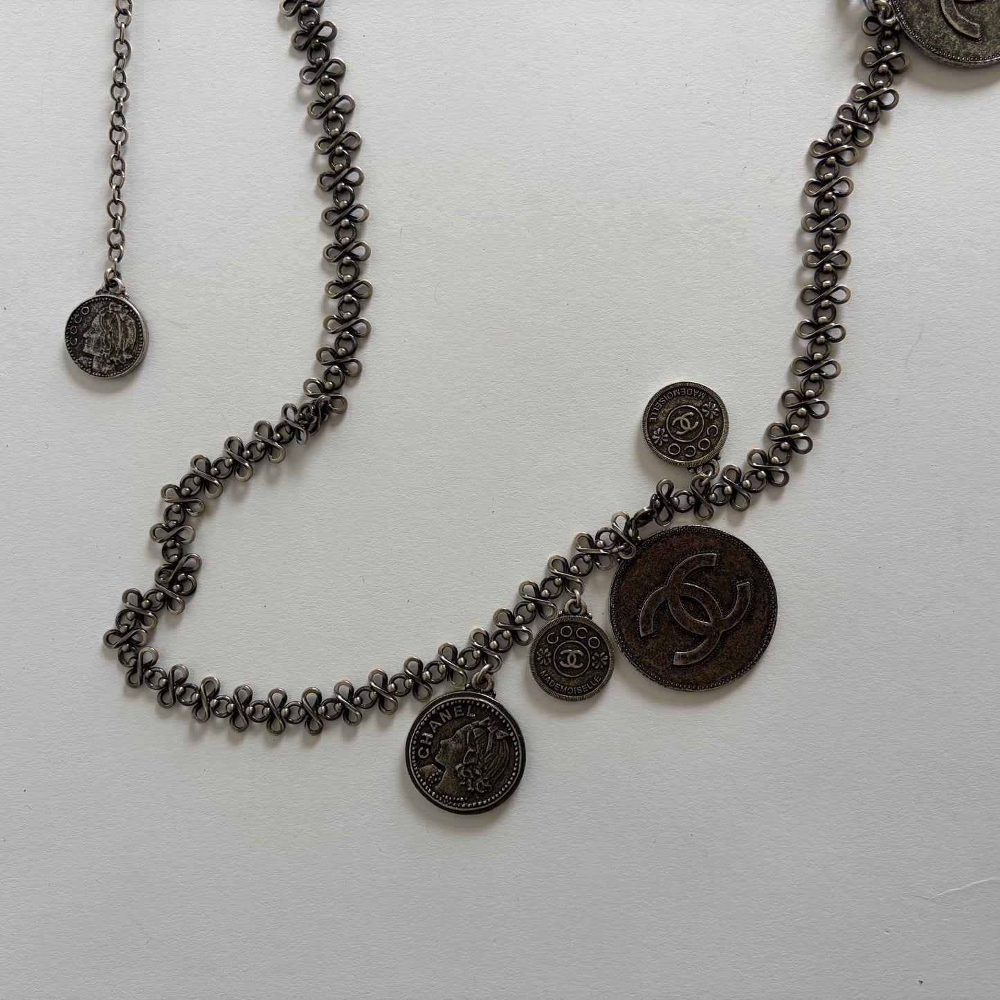 CHANEL 2003 ARCHIVE SILVER COINS NECKLACE BELT