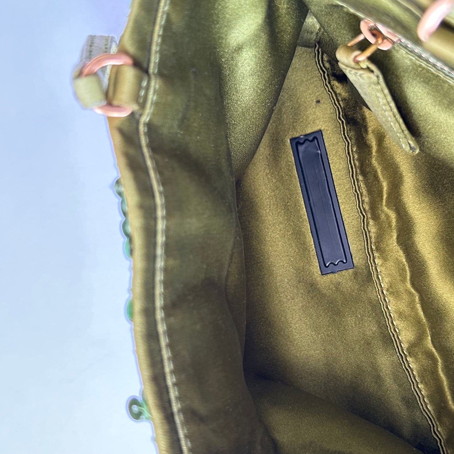 PRADA LIME GREEN SEQUIN TOP HANDLE BAG
