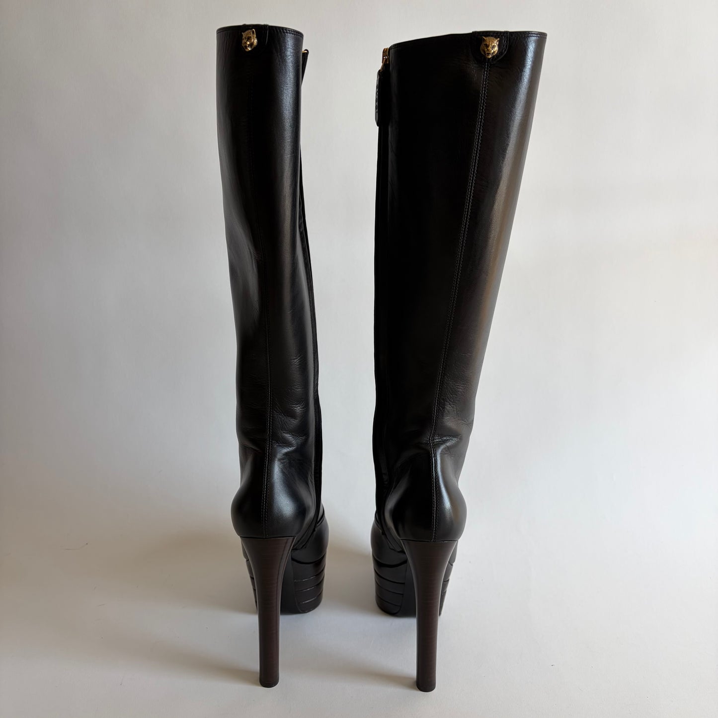 GUCCI ANGEL PLATFORM LEATHER KNEE HIGH BOOTS NEW