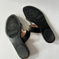 GUCCI BLACK LEATHER GG T-STRAP SANDAL