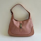 VINTAGE GUCCI JACKIE 1961 PINK CANVAS LEATHER SHOULDER BAG