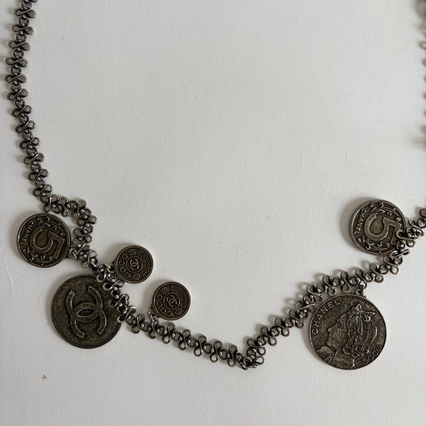 CHANEL 2003 ARCHIVE SILVER COINS NECKLACE BELT