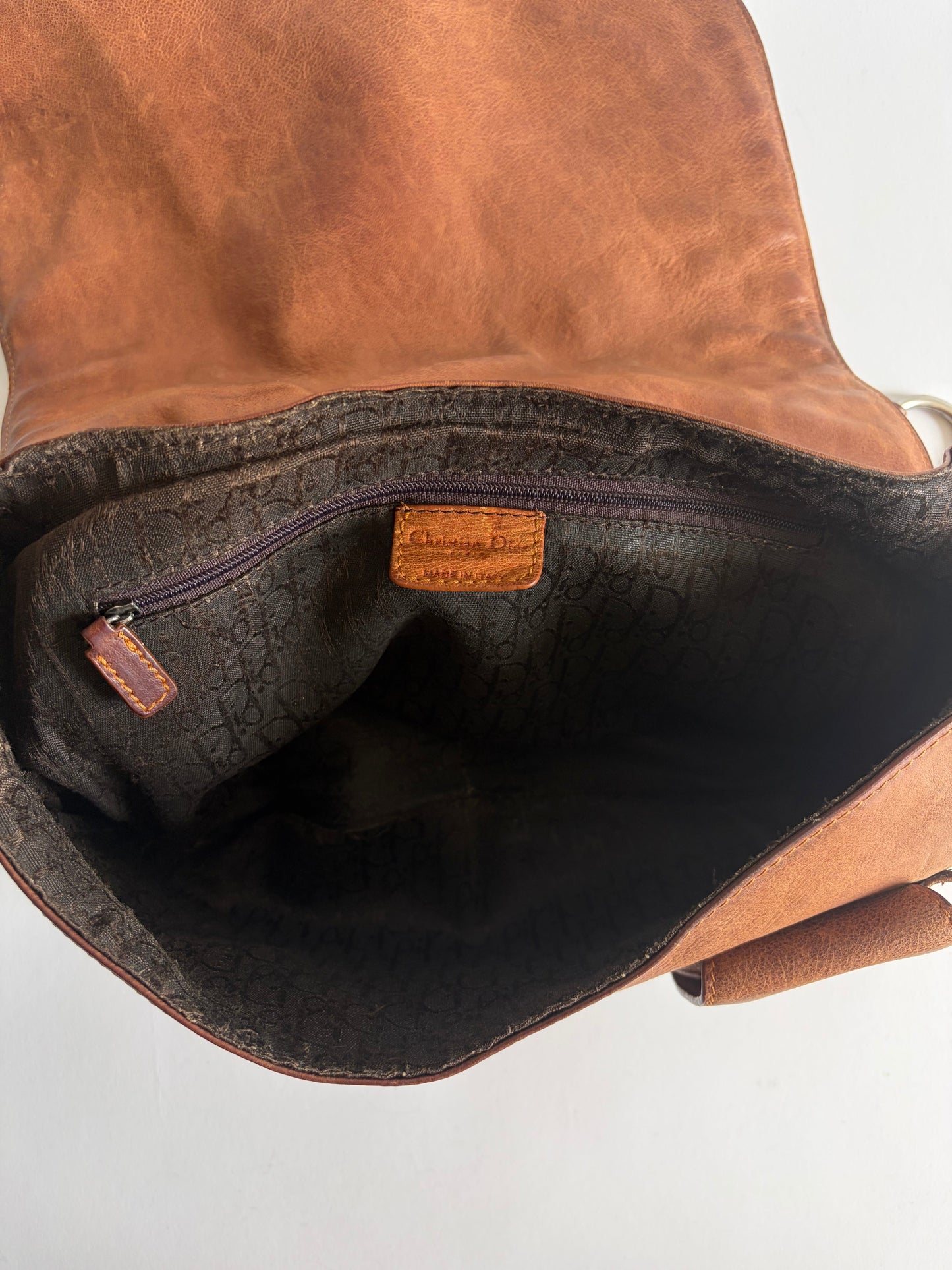 VINTAGE CHRISTIAN DIOR GAUCHO BROWN SADDLE BAG