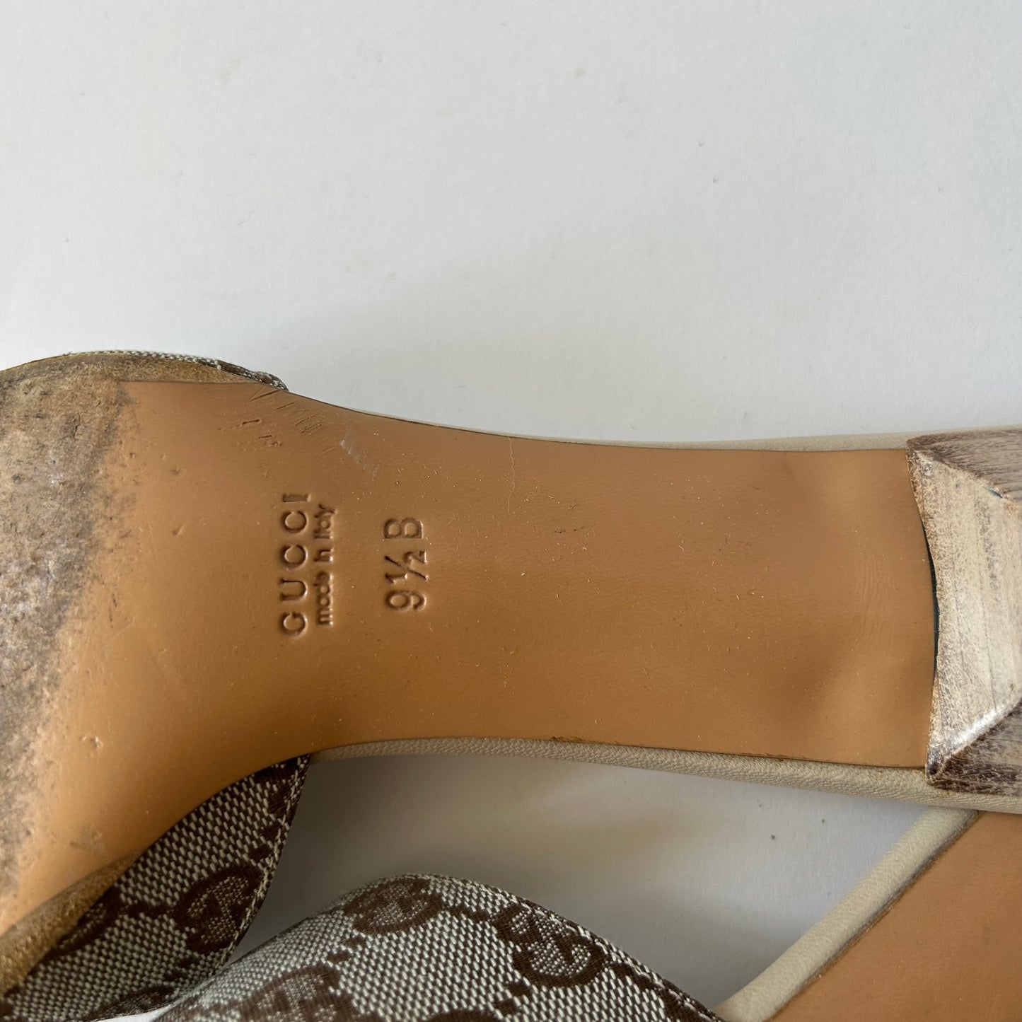 GUCCI MONOGRAM SQUARE TOE MULES