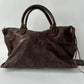 BALENCIAGA WORK CITY TRAVEL BROWN LARGE LEATHER BAG