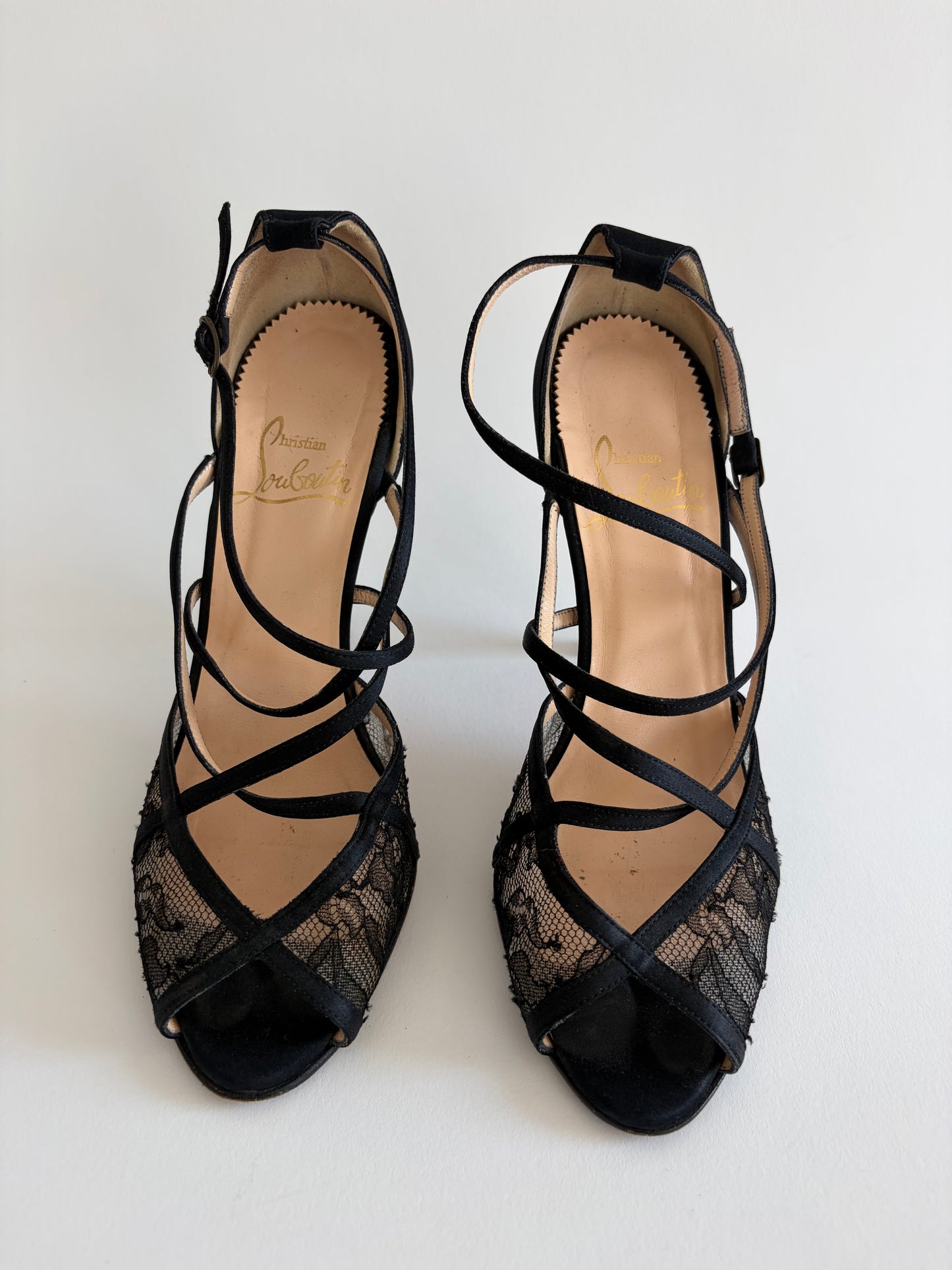 CHRISTIAN LOUBOUTIN VANITARITA LACE PEEP TOE HEEL