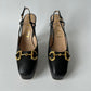 GUCCI HORSEBIT BABY PLATFORM SLINGBACK BLACK PUMPS HEELS SIZE 40