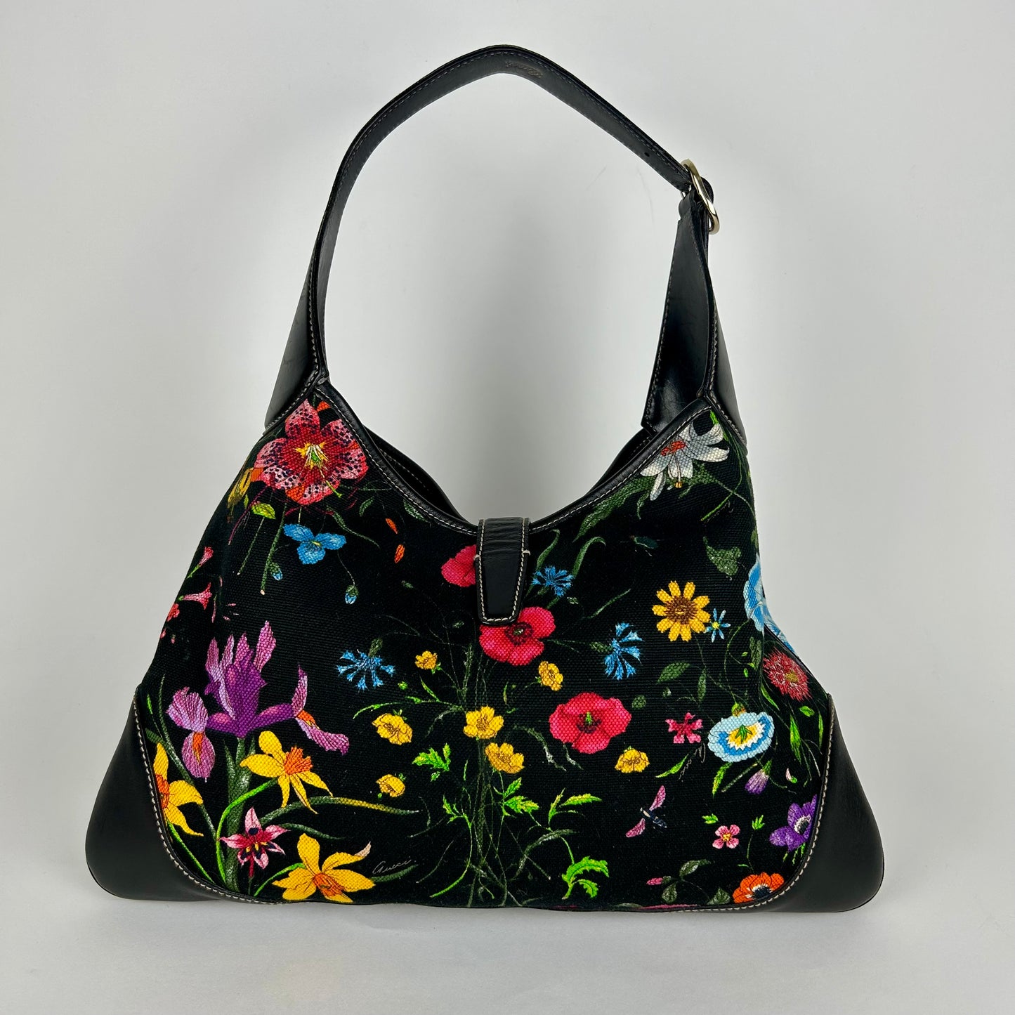 GUCCI FLORA JACKIE PRINTED CANVAS HOBO SHOULDER BAG