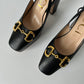 GUCCI HORSEBIT BABY PLATFORM SLINGBACK BLACK PUMPS HEELS SIZE 40