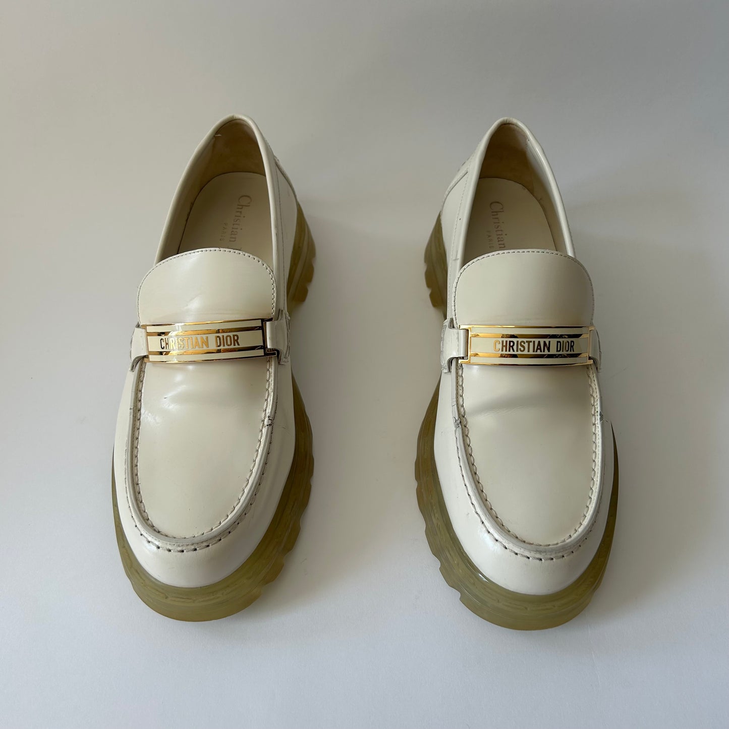 CHRISTIAN DIOR WHITE LEATHER LOAFERS
