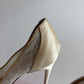 CHRISTIAN LOUBOUTIN OFF WHITE SATIN AND LACE FOLLIES PUMPS