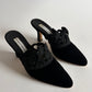 MANOLO BLAHNIK VELOUR AND LACE MULES
