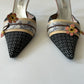 PRADA VINTAGE KIMONO EMBELLISHED MULES