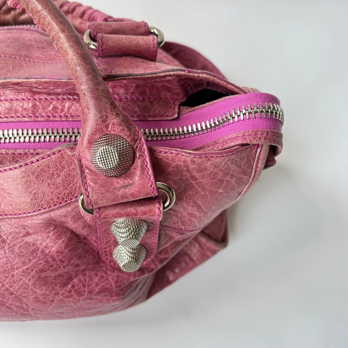 BALENCIAGA VINTAGE MOTOCROSS CITY GIANT 21 BAG LEATHER MEDIUM PINK