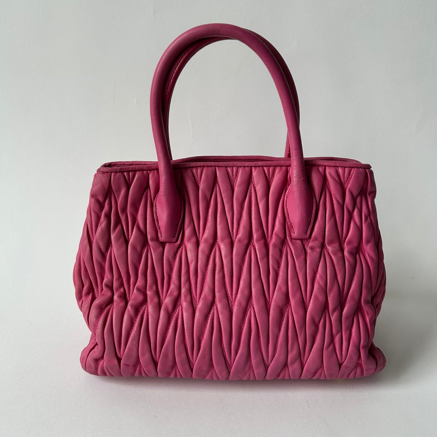 MIU MIU TWO-WAY NAPPA MATELASSE FUSCHIA HANDBAG