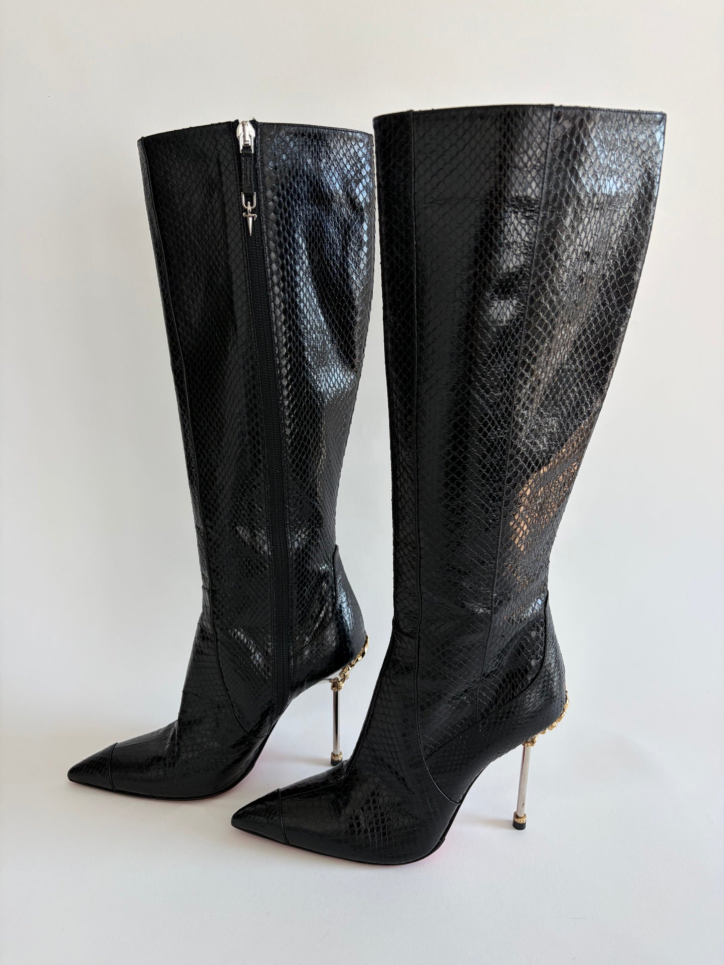 RARE CESARE PACIOTTI PYTHON BLACK HIGH BOOTS