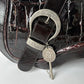 CHRISTIAN DIOR VINTAGE GAUCHO SADDLE BAG CROCODILE EMBOSSED PATENT LEATHER BAG