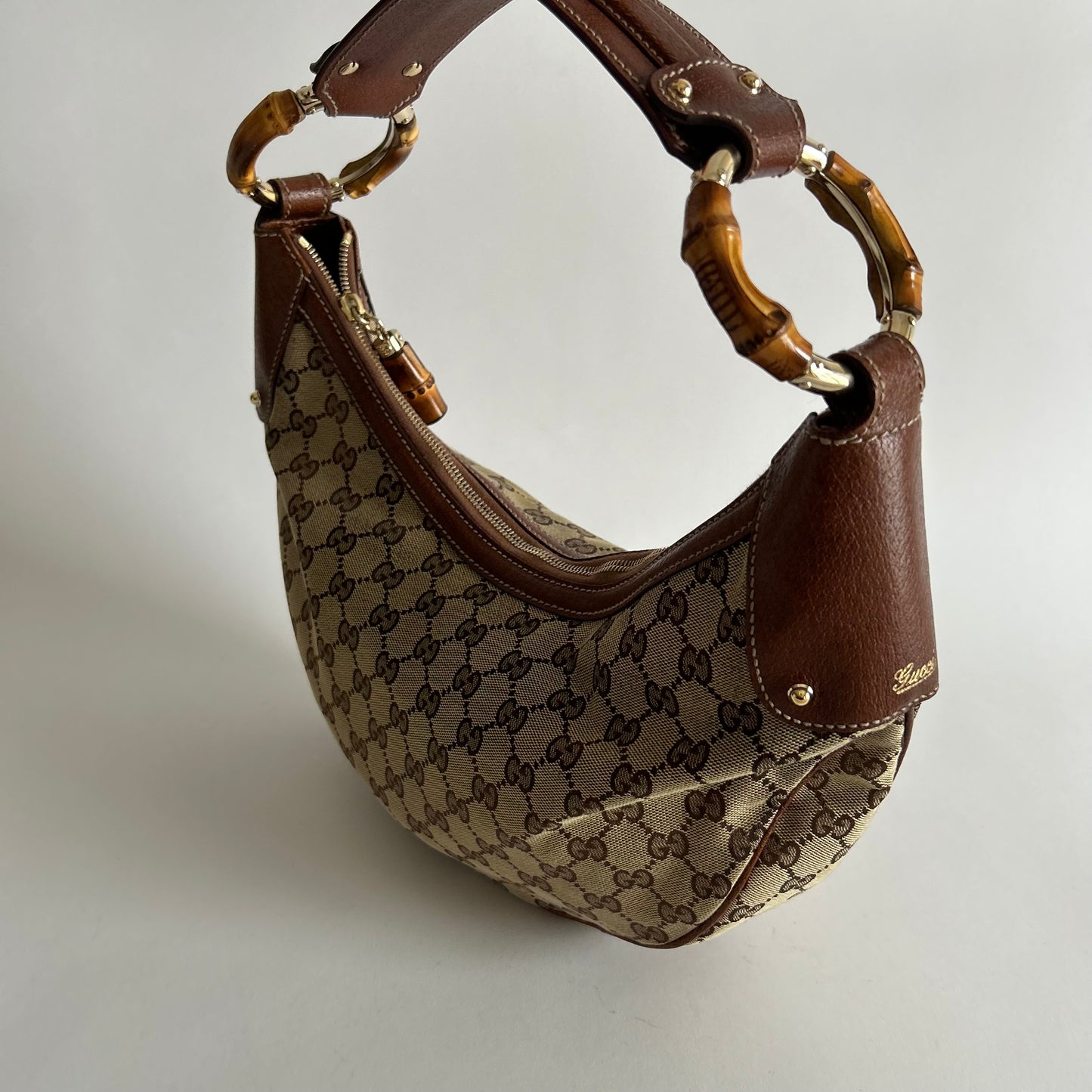 GG CANVAS HOBO BAMBOO BAG