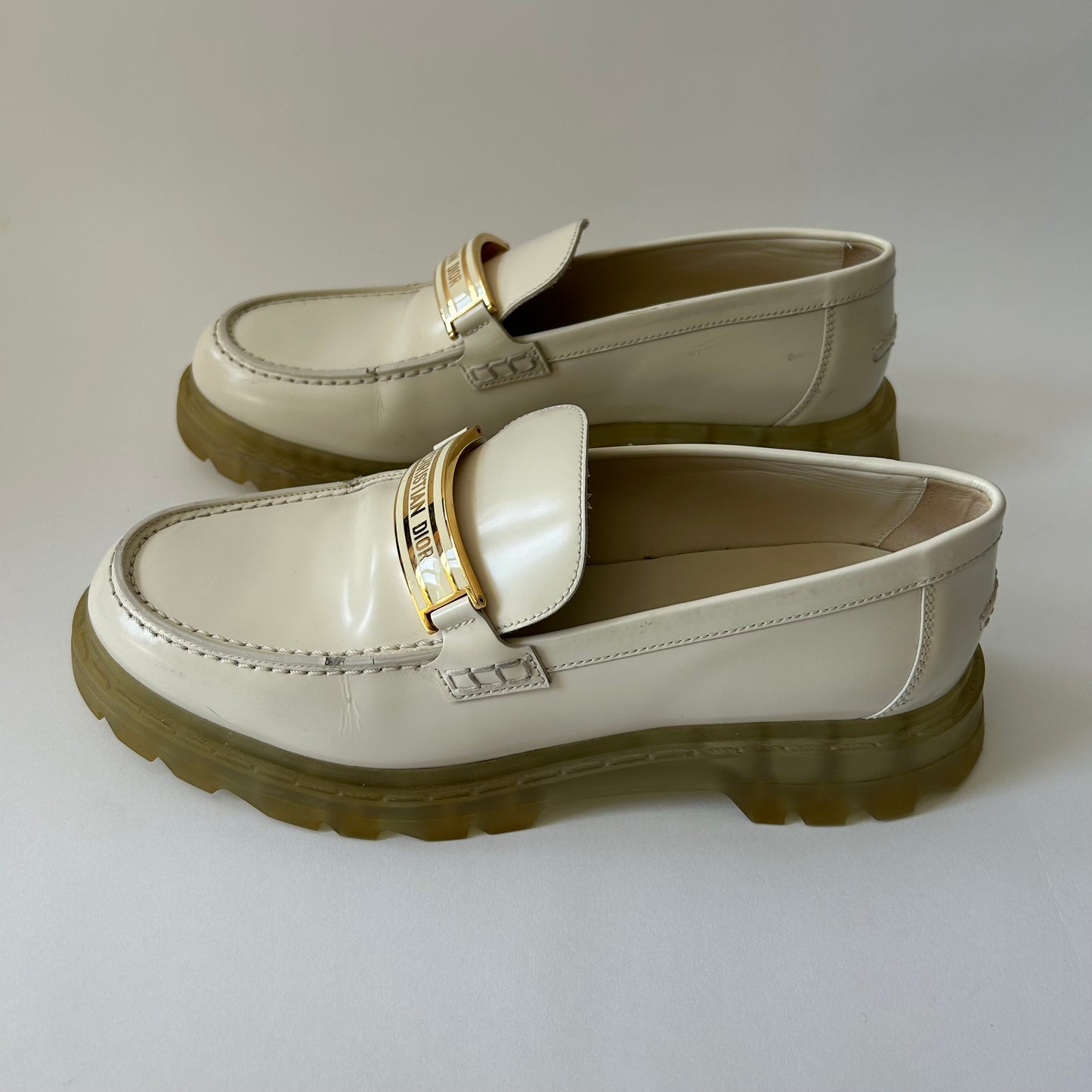 CHRISTIAN DIOR WHITE LEATHER LOAFERS