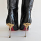 RARE CESARE PACIOTTI PYTHON BLACK HIGH BOOTS