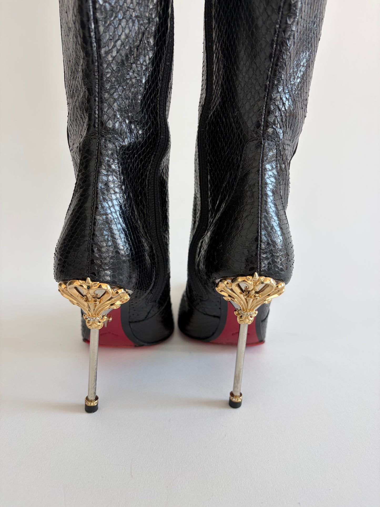 RARE CESARE PACIOTTI PYTHON BLACK HIGH BOOTS