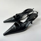 PRADA VINTAGE BLACK POINTED TOE KITTEN HEELS SIZE 7.5