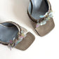 PRADA SATIN SQUARE TOE SEQUIN KITTEN HEELS
