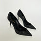 SAINT LAURENT ZOE BLACK GLITTER HIGH HEELS PUMPS SIZE 38.5