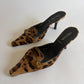 VINTAGE PRADA LEOPARD CALF HAIR POINTED TOE MULES