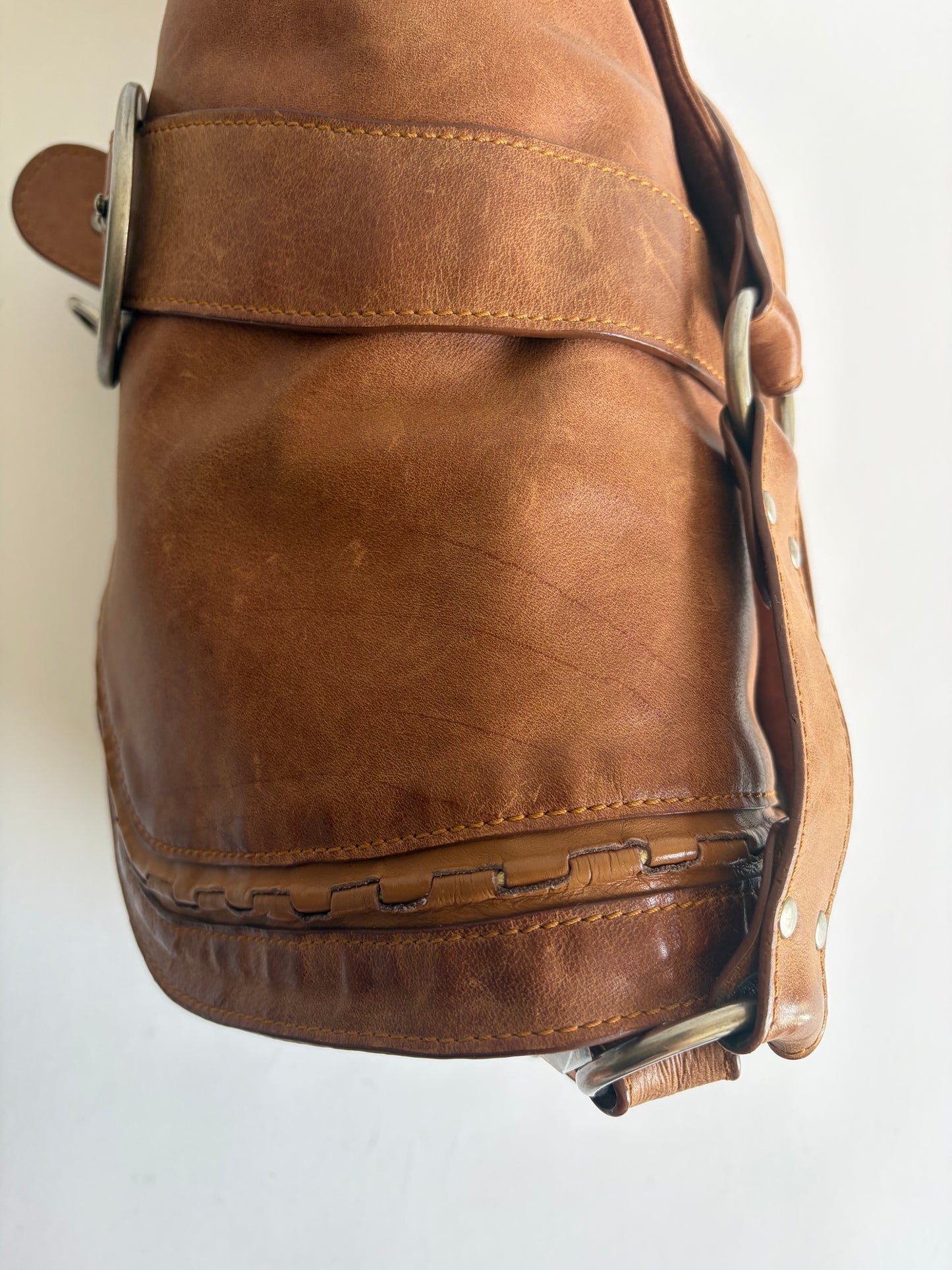 VINTAGE CHRISTIAN DIOR GAUCHO BROWN SADDLE BAG