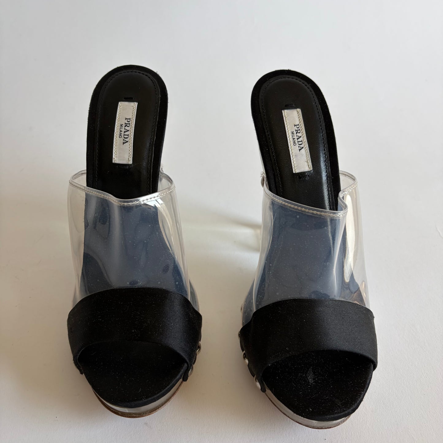 VINTAGE PRADA 2010 RUNWAY CLEAR STUDDED HEELS