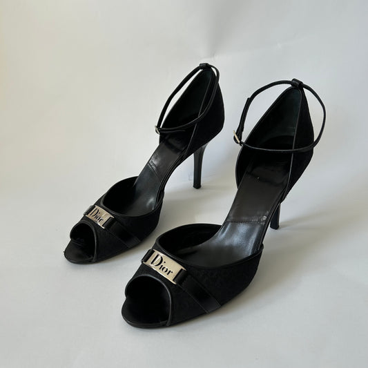 DIOR DIORISSIMO BLACK PEEP TOE HEEL SIZE 41