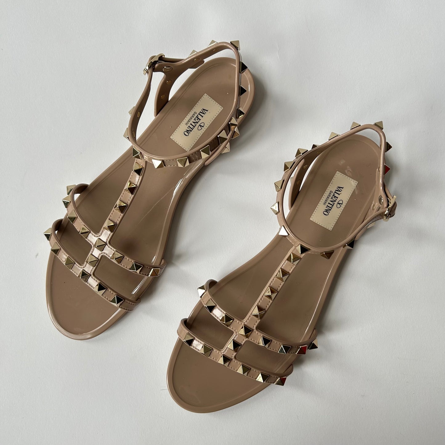 VALENTINO GARAVNI ROCKSTUD JELLY SANDALS POWDER SIZE 40