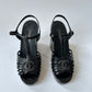 CHANEL 2012 WEDGE SANDALS INTERLOCKING CC BLACK PATENT LEATHER SIZE 40