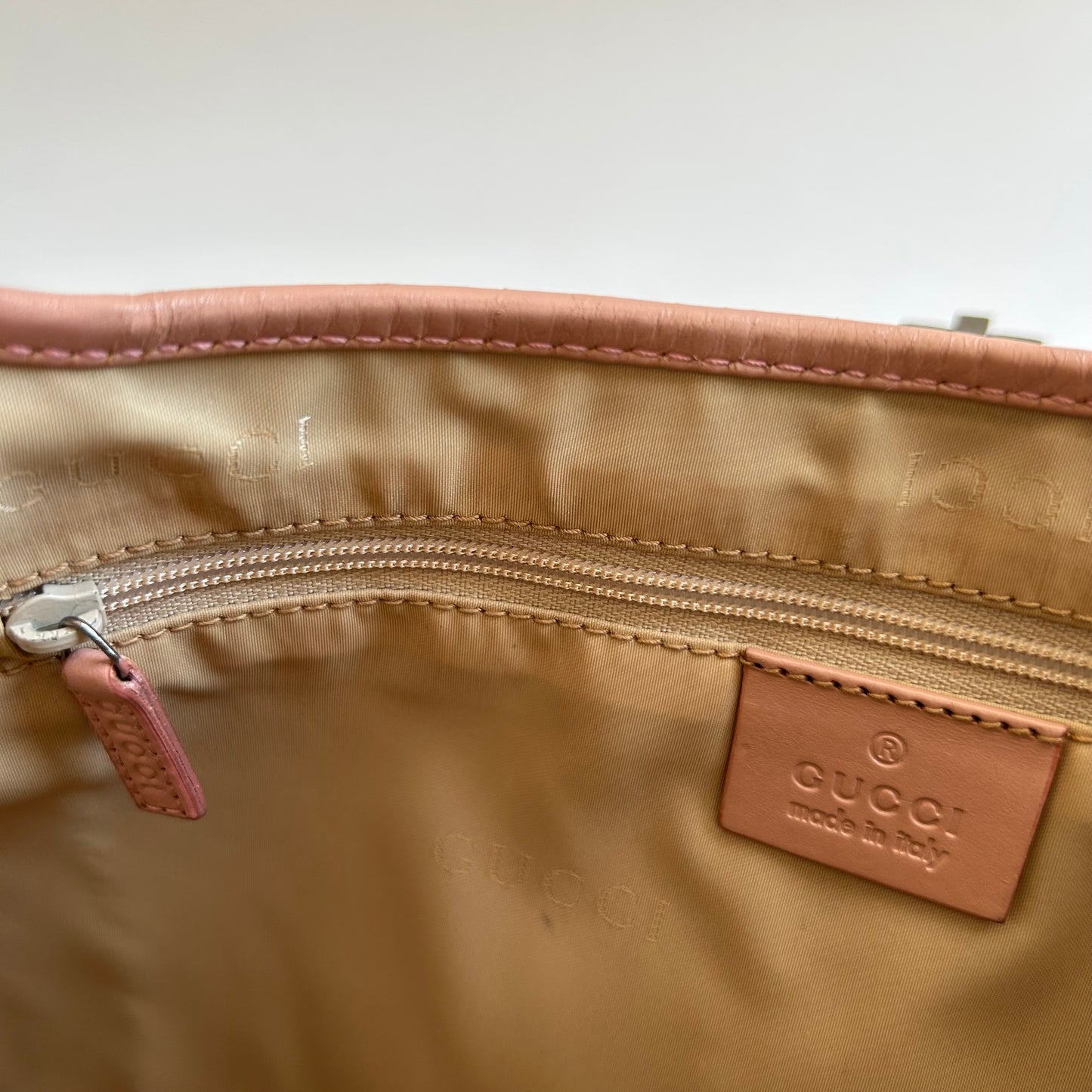 VINTAGE GUCCI JACKIE 1961 PINK CANVAS LEATHER SHOULDER BAG