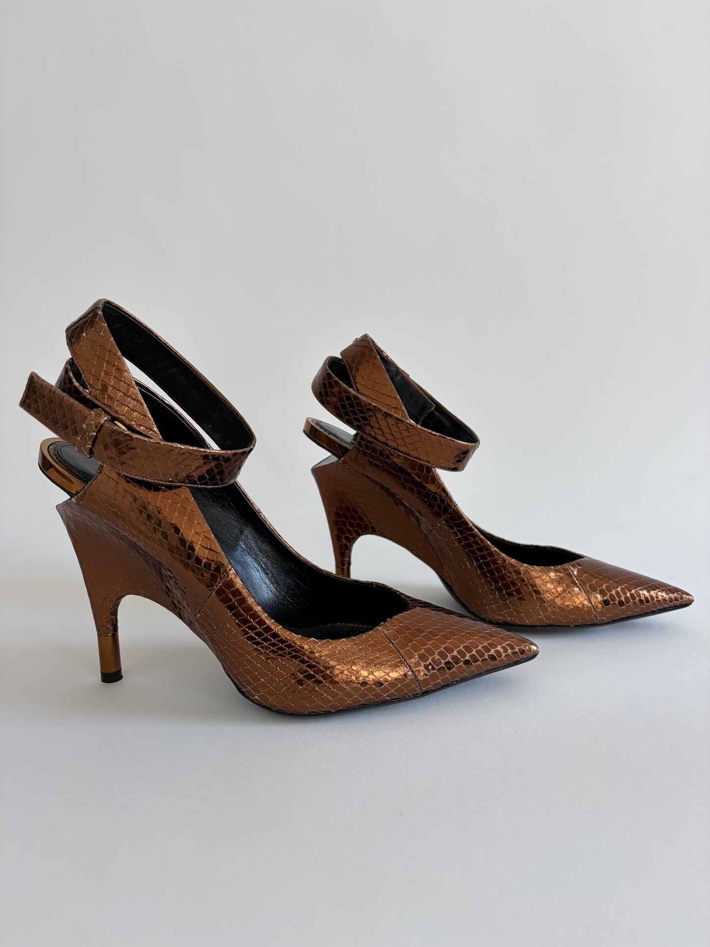 TOM FORD PYTHON BRONZE HEELS