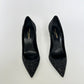 SAINT LAURENT ZOE BLACK GLITTER HIGH HEELS PUMPS SIZE 38.5