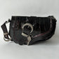 CHRISTIAN DIOR VINTAGE GAUCHO SADDLE BAG CROCODILE EMBOSSED PATENT LEATHER BAG