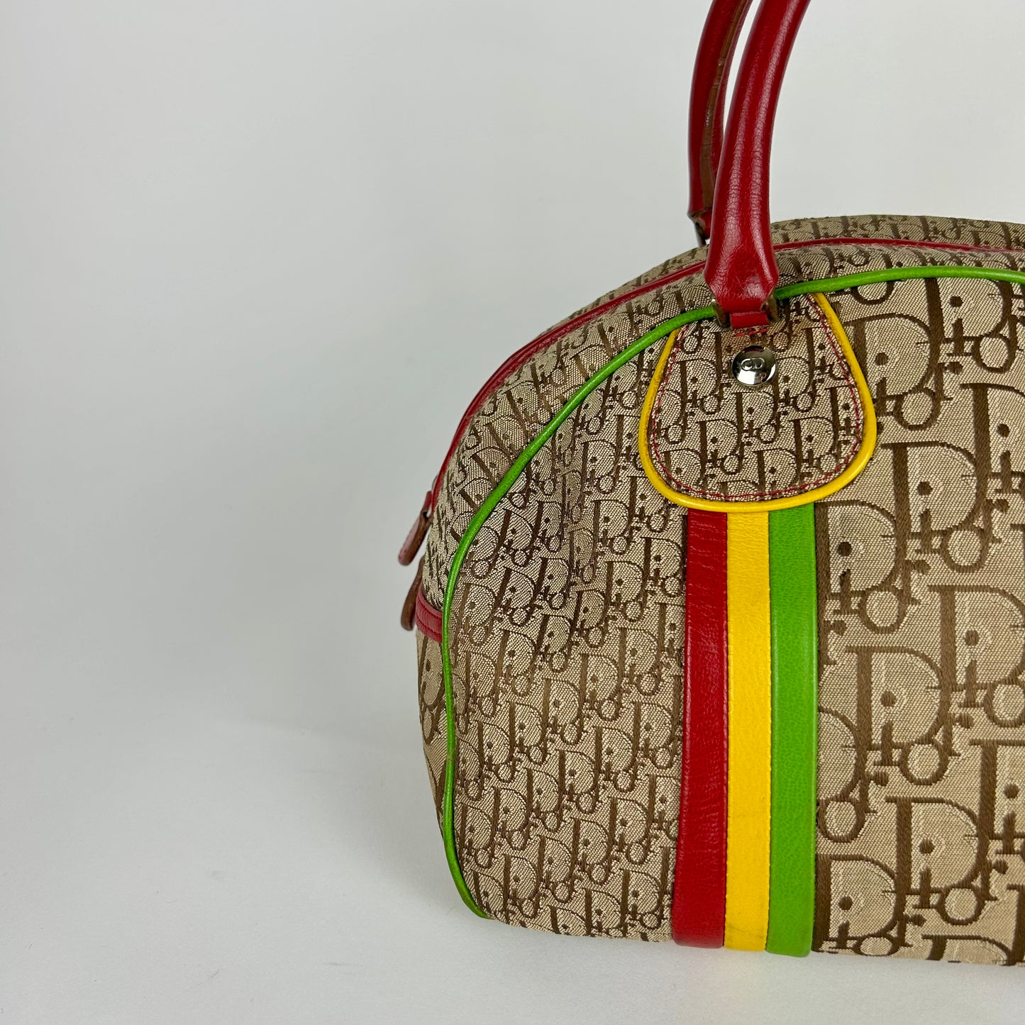 VINTAGE CHRISTIAN DIOR 2004 RASTA PRINT BOWLING BAG