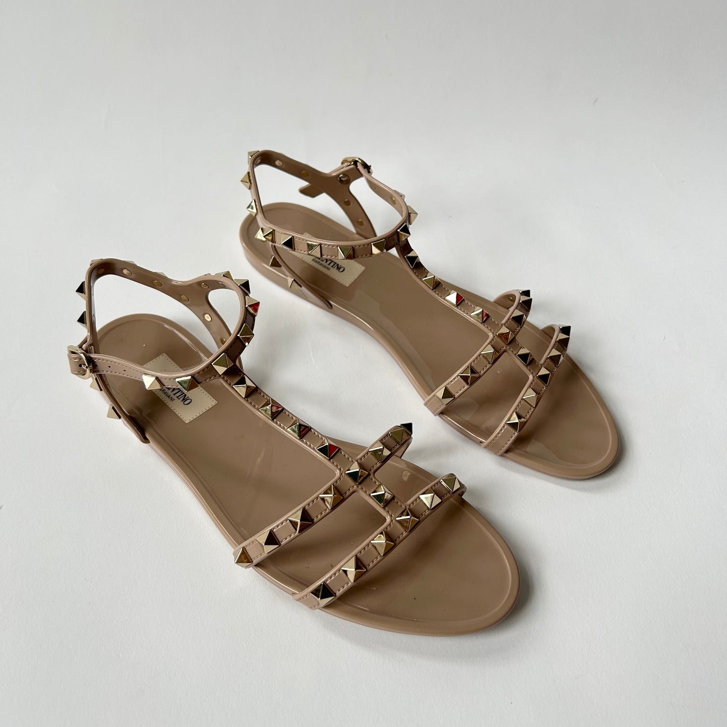 VALENTINO GARAVNI ROCKSTUD JELLY SANDALS POWDER SIZE 40